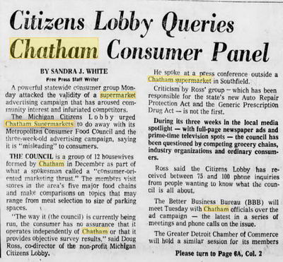 Chatham Supermarket - Feb 1977 Article On Objections To Consumers Panel (newer photo)